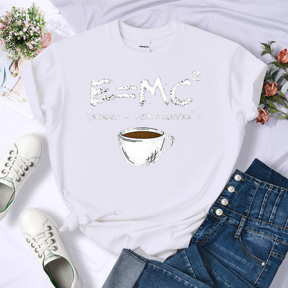 Summer Milk Coffee Formula Printing Short-sleeved T-shirt Female Ins Trend