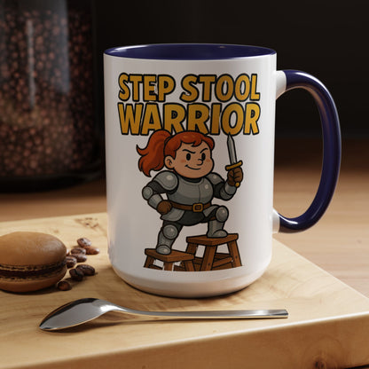 Step Stool Warrior Coffee Mug - Fun Gift for Kids, Unique Kitchenware, Playful Drinkware, Parenting Humor, Kids' Motivation