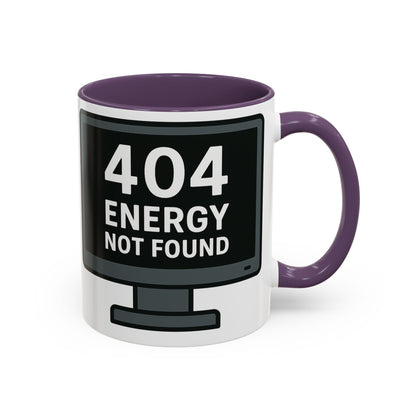 Humorous 404 Energy Not Found Coffee Mug, Funny Gift for Programmers, Unique Office Mug, Tech Lover's Gift, Coffee Lovers Mug
