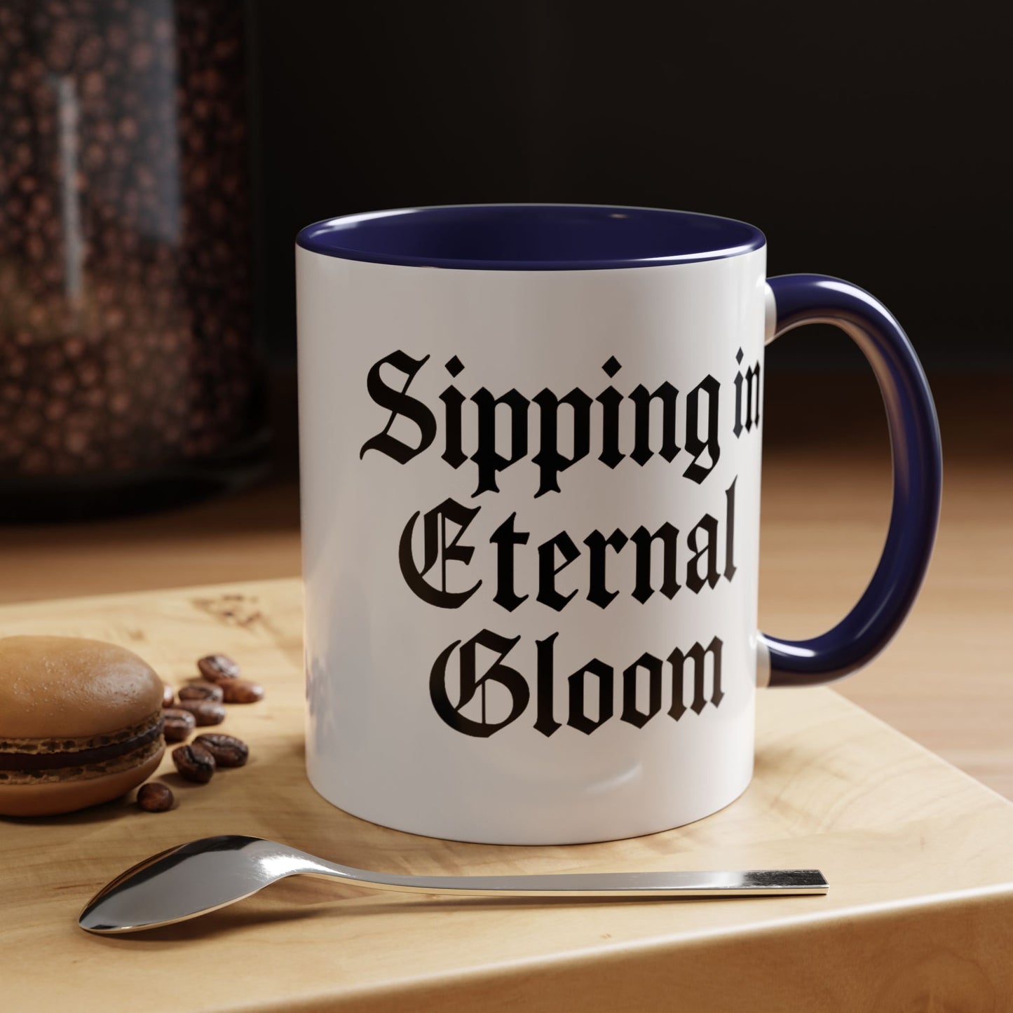Eternal Gloom Accent Mug - Gothic Coffee Cup, Dark Aesthetic Drinkware, Unique Gift for Halloween, Home Office Decor, Quote Mug