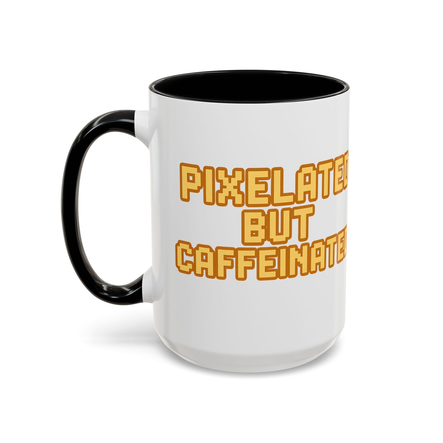 Pixelated Caffeinated Coffee Mug | Gamer Gift, Cute Coffee Cup, Retro Style Mug, Unique Gift for Him/Her, Home Office Decor