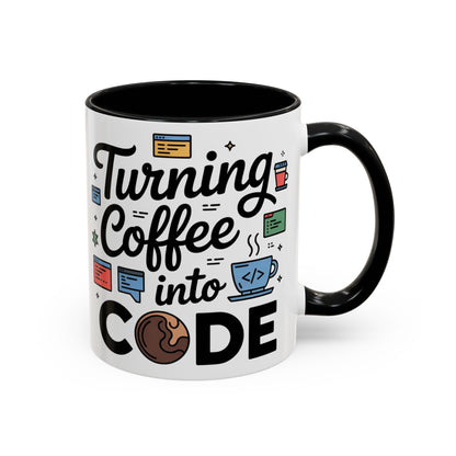 Turning Coffee into Code Mug, Programmer Gift, Coffee Lovers Cup, Tech Humor, Office Decor, Geeky Coffee Mug