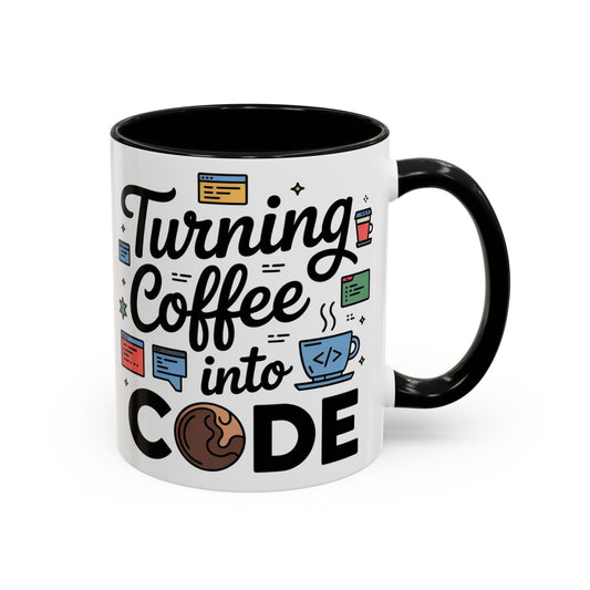 Turning Coffee into Code Mug, Programmer Gift, Coffee Lovers Cup, Tech Humor, Office Decor, Geeky Coffee Mug