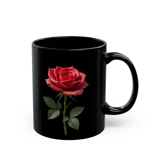 Elegant Rose Black Mug | Coffee Cup, Tea Mug, Gift for Her, Floral Decor, Birthday Present, Mother's Day Mug