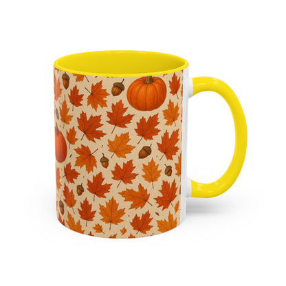 Autumn Leaves Coffee Mug, Pumpkin Mug, Fall Decor, Seasonal Gift, Nature Lover Mug, Cozy Kitchenware