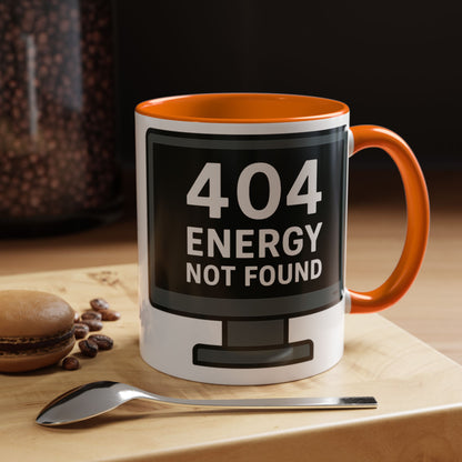 Humorous 404 Energy Not Found Coffee Mug, Funny Gift for Programmers, Unique Office Mug, Tech Lover's Gift, Coffee Lovers Mug