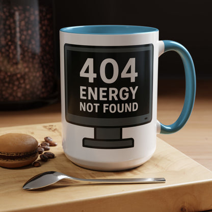 Humorous 404 Energy Not Found Coffee Mug, Funny Gift for Programmers, Unique Office Mug, Tech Lover's Gift, Coffee Lovers Mug