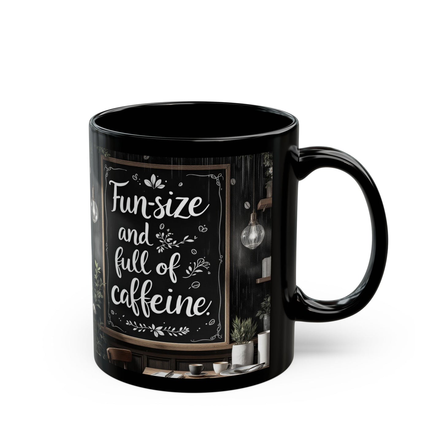 Fun-Size Caffeine Mug | Black Coffee Cup | Gift for Coffee Lovers | Home Decor Mug | Office Mug | 11oz & 15oz Sizes