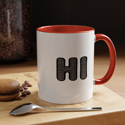 Explicit 'HI' Design, Modern Mug for Tea Lovers, Gift Idea for Friends, Unique Office Decor, Home Kitchen Accessory