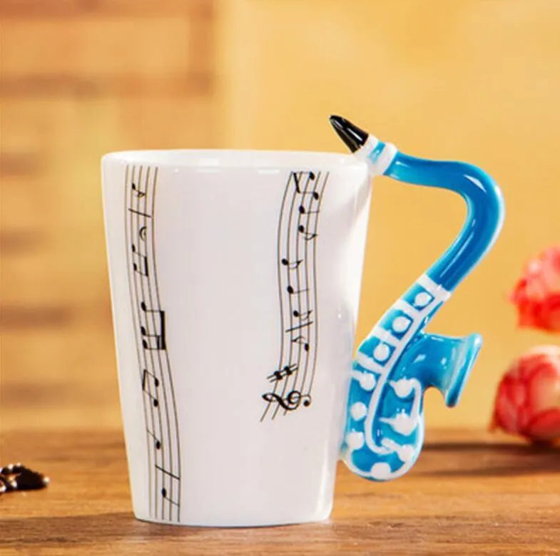 Music Notes with Instrument Handle ceramic mug porcelain cup - Mug World