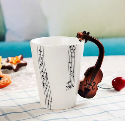 Music Notes with Instrument Handle ceramic mug porcelain cup - Mug World