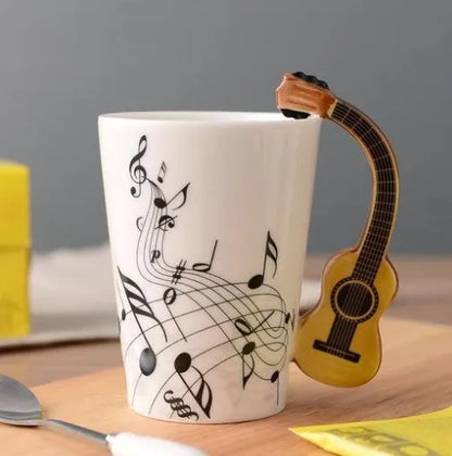 Music Notes with Instrument Handle ceramic mug porcelain cup - Mug World