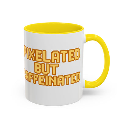 Pixelated Caffeinated Coffee Mug | Gamer Gift, Cute Coffee Cup, Retro Style Mug, Unique Gift for Him/Her, Home Office Decor