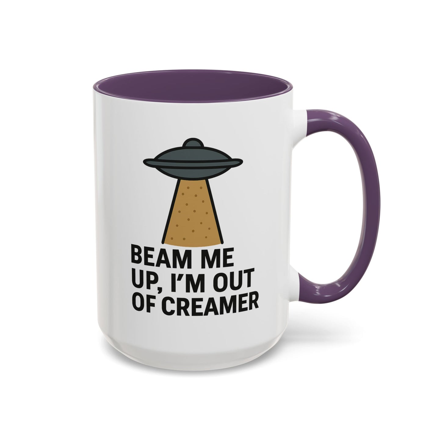 Funny Space-Themed Coffee Mug, Humorous Gift for Coffee Lovers, Out of Creamer, Alien Design, Quirky Kitchenware