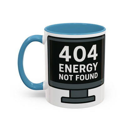 Humorous 404 Energy Not Found Coffee Mug, Funny Gift for Programmers, Unique Office Mug, Tech Lover's Gift, Coffee Lovers Mug