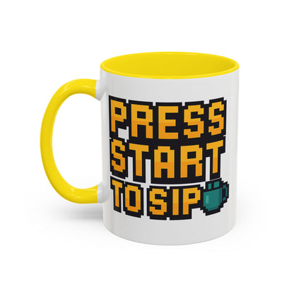 Gamer Coffee Mug, Press Start To Sip, Video Game Gift, Fun Kitchenware, Gaming Decor, Retro Style Mug