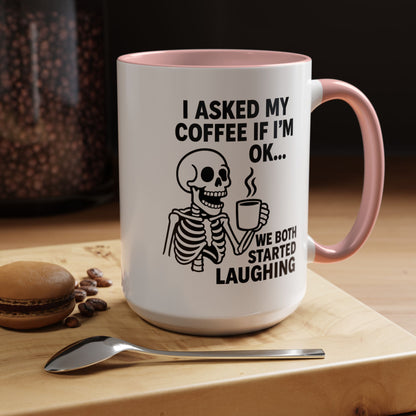 Funny Skeleton Coffee Mug, Halloween Gift, Cute Skeleton Amor, Office Mug, Day of the Dead Coffee Cup