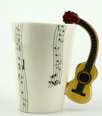 Creative Music Violin Style Guitar Ceramic Mug Coffee Tea Milk Stave Cups With Handle Coffee Mug Novelty Gifts - Mug World