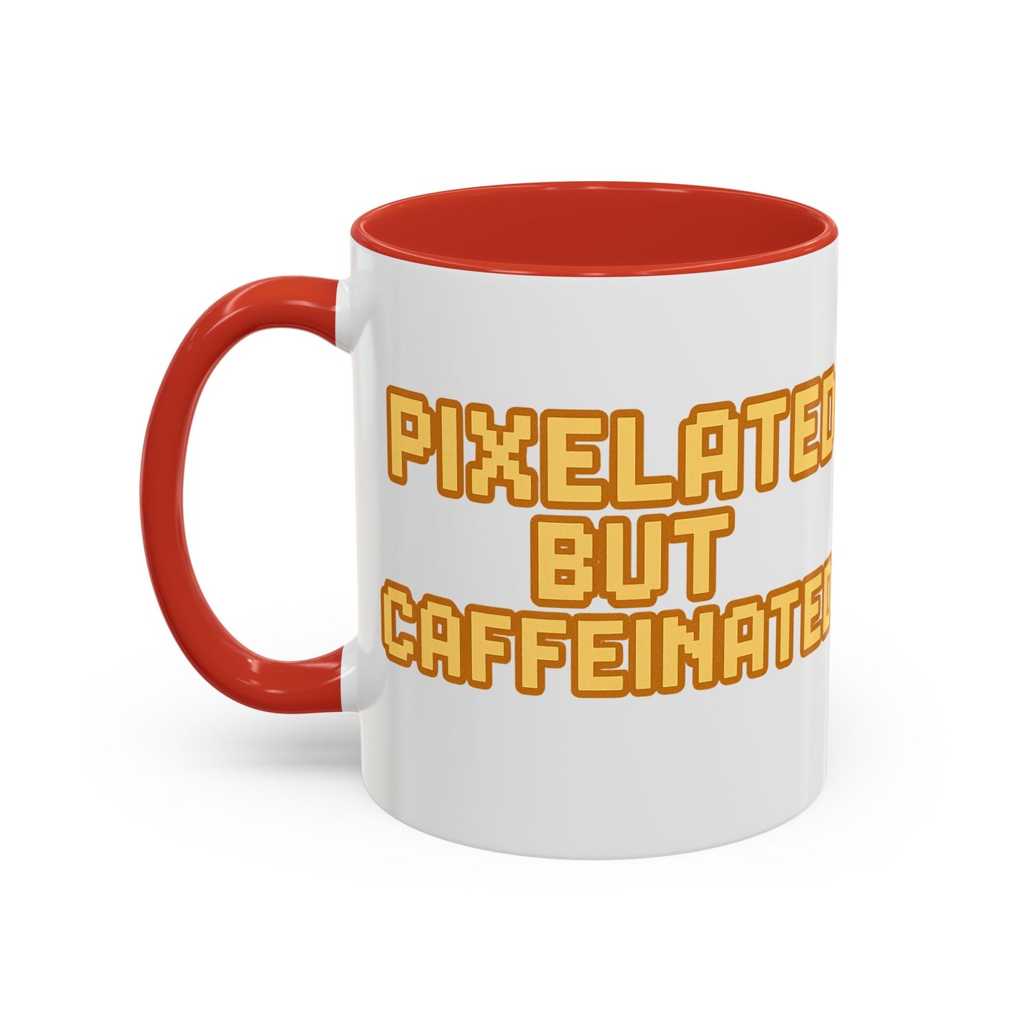 Pixelated Caffeinated Coffee Mug | Gamer Gift, Cute Coffee Cup, Retro Style Mug, Unique Gift for Him/Her, Home Office Decor