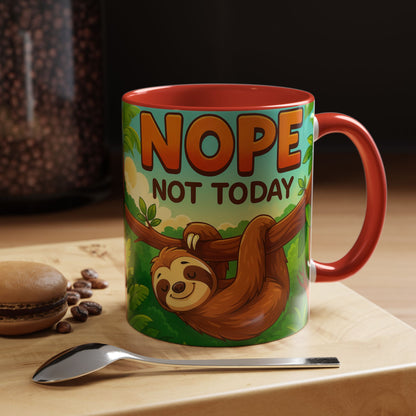 Sloth Nope Not Today-Themed Coffee Mug, Humorous Accent Mug for Animal Lovers, Perfect for Birthdays