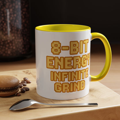 8-Bit Energy Infinite Grind, Cool Gaming Gift, Retro Video Game Cup, Perfect for Gamers, Fun Office Mug