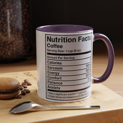 Humorous Coffee Nutrition Facts Mug, Funny Gift for Coffee Lovers