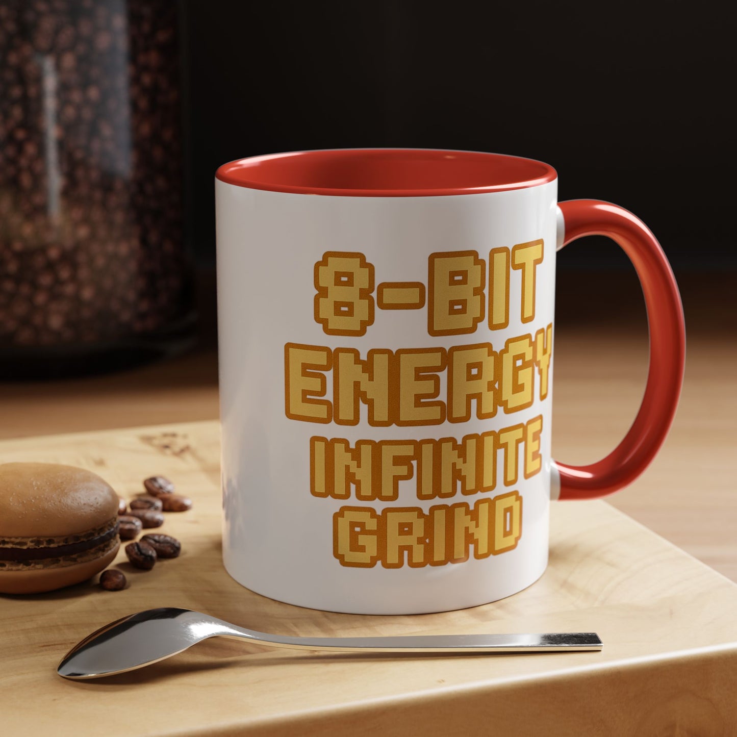8-Bit Energy Infinite Grind, Cool Gaming Gift, Retro Video Game Cup, Perfect for Gamers, Fun Office Mug