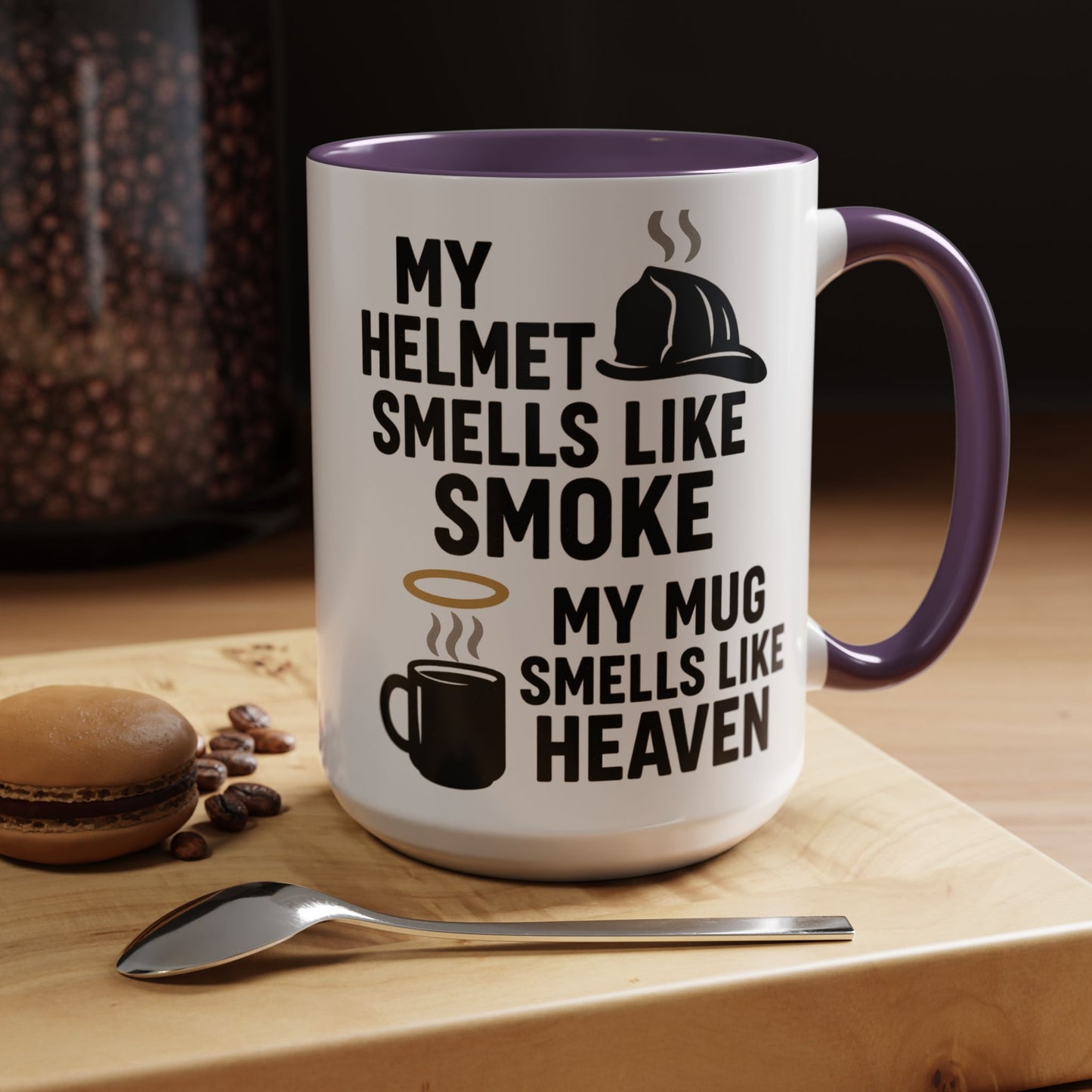 My Helmet Smells Like Smoke My Coffee Smells Like Heven -Funny Gift for Coffee Lovers, Firefighters