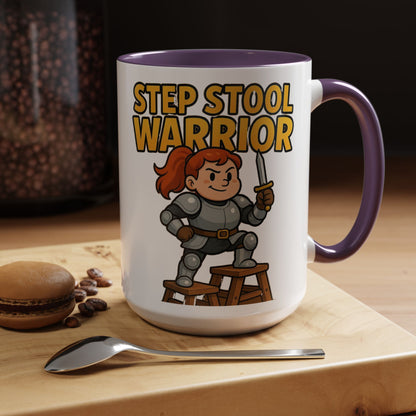 Step Stool Warrior Coffee Mug - Fun Gift for Kids, Unique Kitchenware, Playful Drinkware, Parenting Humor, Kids' Motivation