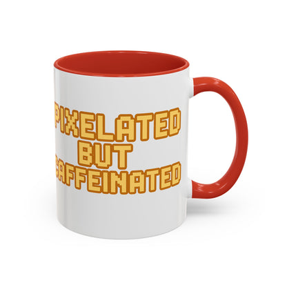 Pixelated Caffeinated Coffee Mug | Gamer Gift, Cute Coffee Cup, Retro Style Mug, Unique Gift for Him/Her, Home Office Decor