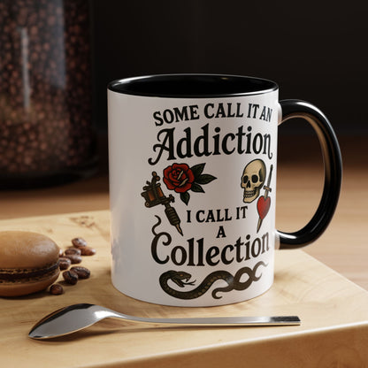 Tattoo Addiction Coffee Mug - Unique Gift, Skulls & Roses Design, Perfect for Collectors, Gothic Decor