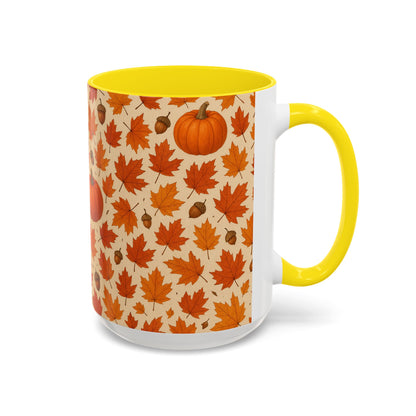 Autumn Leaves Coffee Mug, Pumpkin Mug, Fall Decor, Seasonal Gift, Nature Lover Mug, Cozy Kitchenware