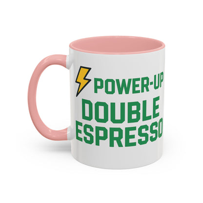 Power-Up Double Espresso Coffee Mug | Energizing Drinkware for Coffee Lovers, Gift for Baristas, Morning Motivation, Kitchen Decor