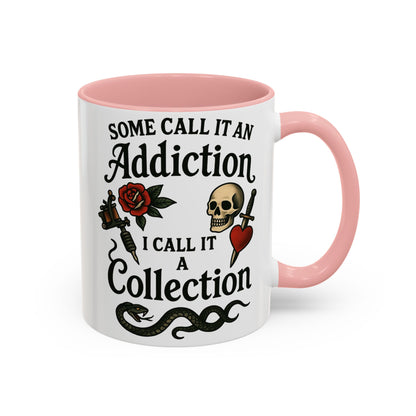 Tattoo Addiction Coffee Mug - Unique Gift, Skulls & Roses Design, Perfect for Collectors, Gothic Decor