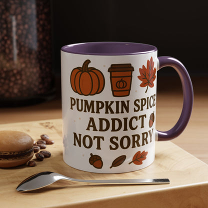 Pumpkin Spice Addict Coffee Mug, Cozy Fall Gift for Coffee Lovers, Autumn Decor, Cute Mug for Thanksgiving