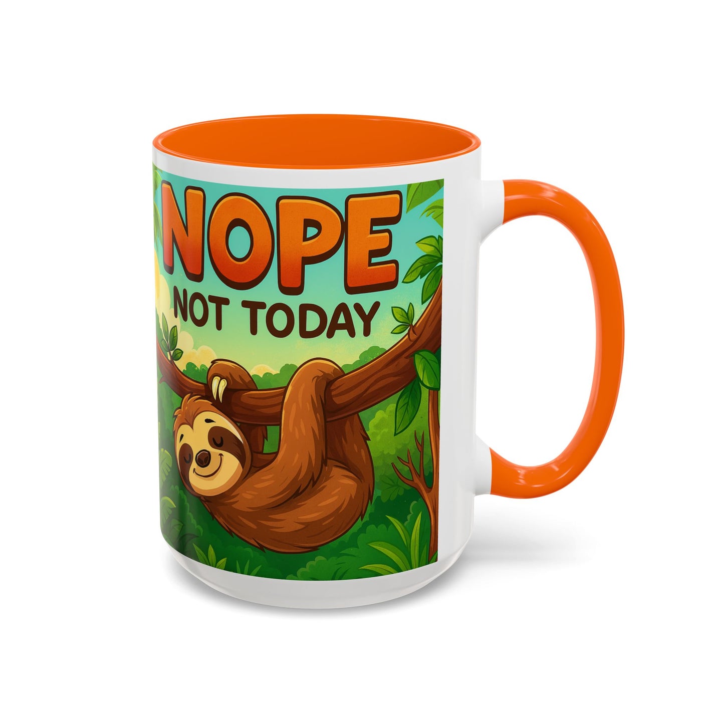 Sloth Nope Not Today-Themed Coffee Mug, Humorous Accent Mug for Animal Lovers, Perfect for Birthdays