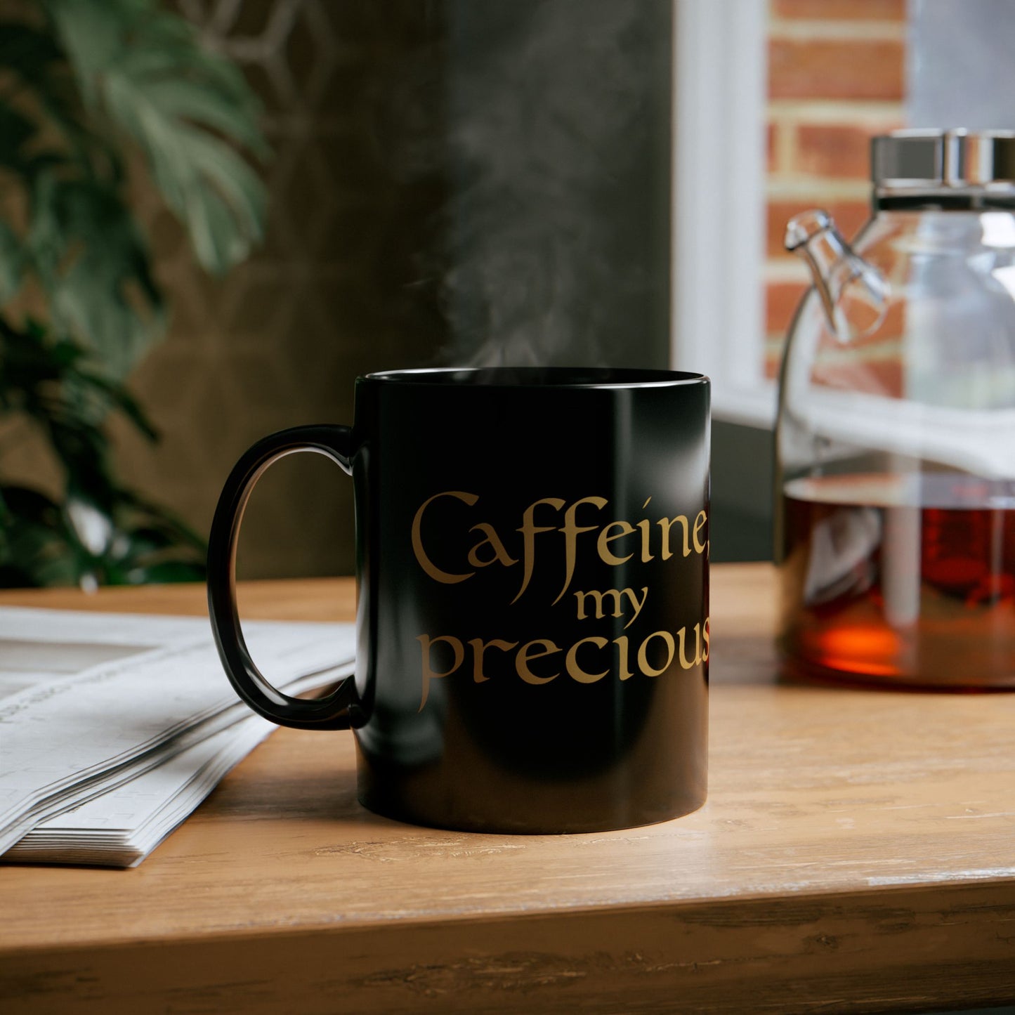 Caffeine My Precious - Black Mug, Funny Coffee Cup, Gift