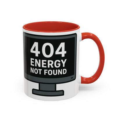 Humorous 404 Energy Not Found Coffee Mug, Funny Gift for Programmers, Unique Office Mug, Tech Lover's Gift, Coffee Lovers Mug