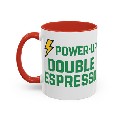 Power-Up Double Espresso Coffee Mug | Energizing Drinkware for Coffee Lovers, Gift for Baristas, Morning Motivation, Kitchen Decor