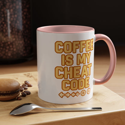 Coffee is My Cheat Code, Game Themed Gift, Funny Mug for Gamers, Gaming Accessory, Birthday Gift for Him