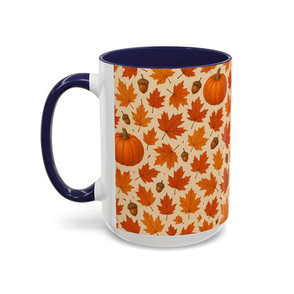 Autumn Leaves Coffee Mug, Pumpkin Mug, Fall Decor, Seasonal Gift, Nature Lover Mug, Cozy Kitchenware