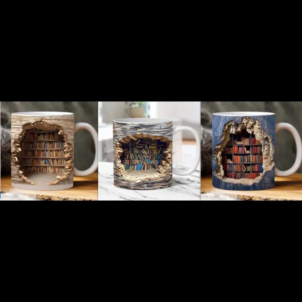 3D Bookshelf Mug Creative Ceramic Mug With Handle A Library Shelf Space Book Lovers Coffee Mug Birthday Christmas Gift