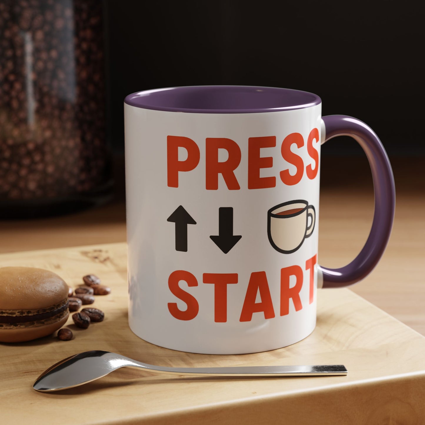 Press Start Retro Gamer Design, Fun Gifts for Gamers, Office Essentials, Tea Lovers, Unique Home Decor