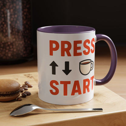 Press Start Retro Gamer Design, Fun Gifts for Gamers, Office Essentials, Tea Lovers, Unique Home Decor