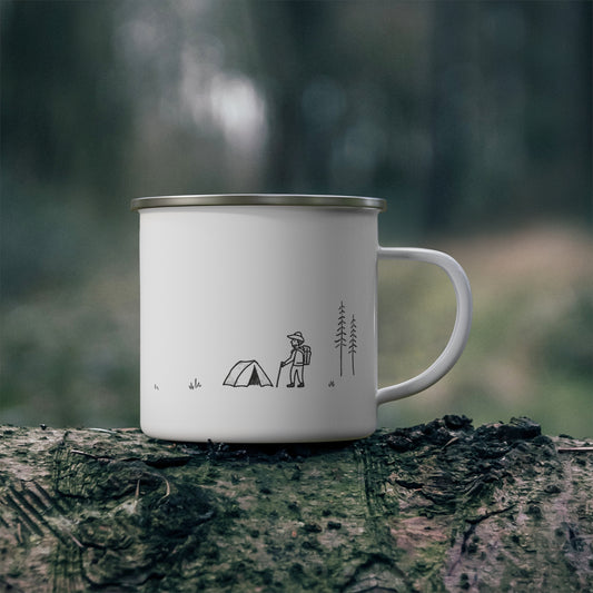Adventure Awaits Enamel Camping Mug - Outdoor Hiking Travel Cup