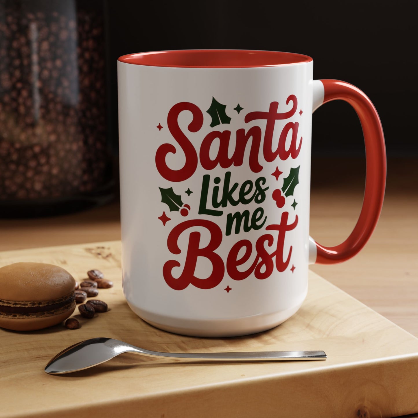 Santa Likes Me Best, Winter Decor, Gift for Coffee Lovers, Unique Present