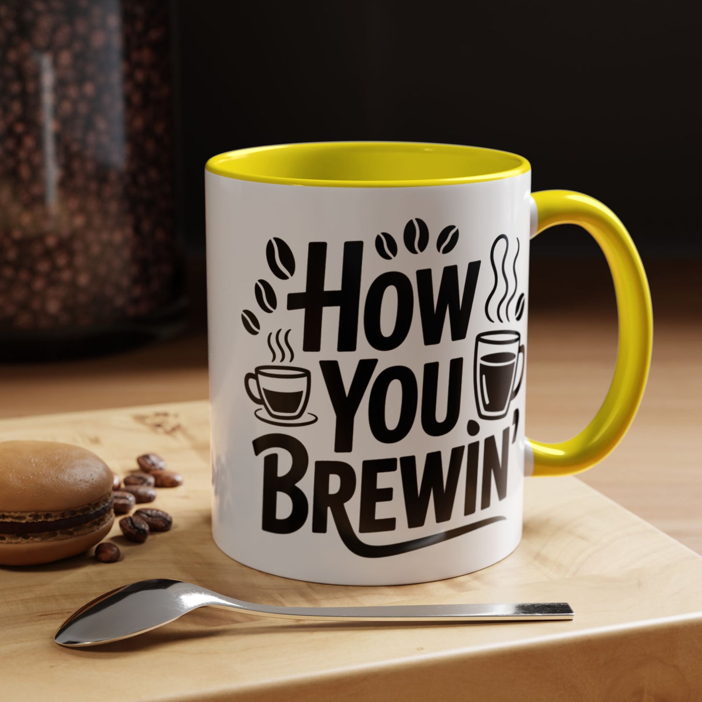 How You Brewin' Coffee Lover's Accent Mug -  Perfect for Daily Coffee Ritual, Birthday Gift