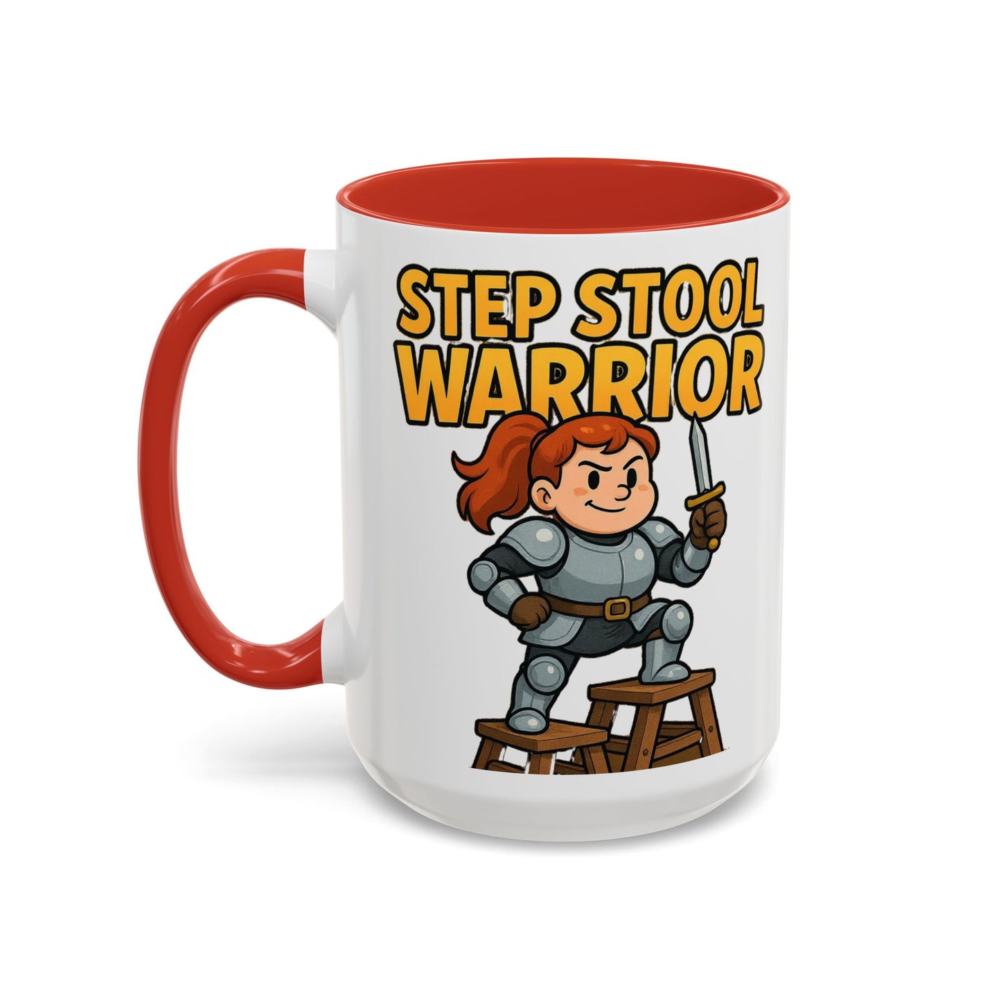 Step Stool Warrior Coffee Mug - Fun Gift for Kids, Unique Kitchenware, Playful Drinkware, Parenting Humor, Kids' Motivation
