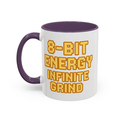 8-Bit Energy Infinite Grind, Cool Gaming Gift, Retro Video Game Cup, Perfect for Gamers, Fun Office Mug