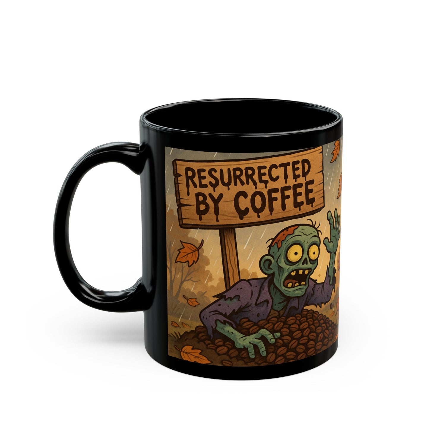 Halloween Zombie Coffee Mug, Funny Gift for Coffee Lovers, Resurrected by Coffee, Spooky Decor, Unique Halloween Gift